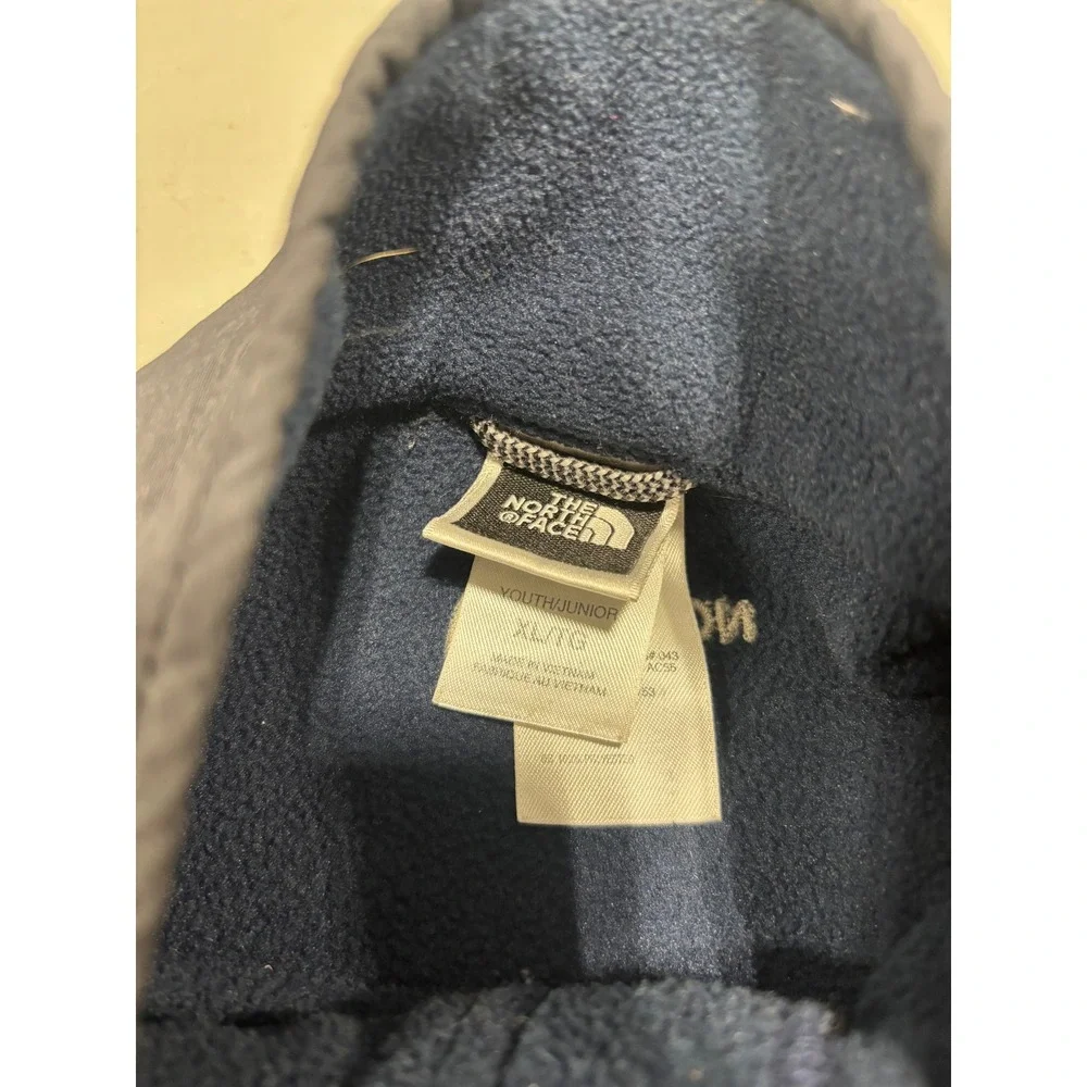The North Face Mens Navy Blue Full Zip Fleece Jacket XL TG Youth Fits Small/Med